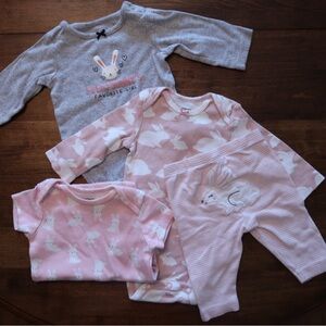 Carter’s Bunny Bundle Set Size 3 Months Pink and Grey